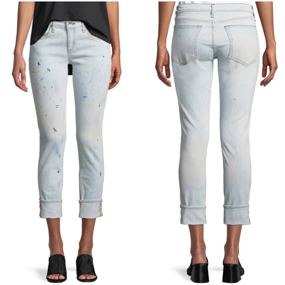 Rag & Bone Ankle Dre Splattered Cropped Jeans